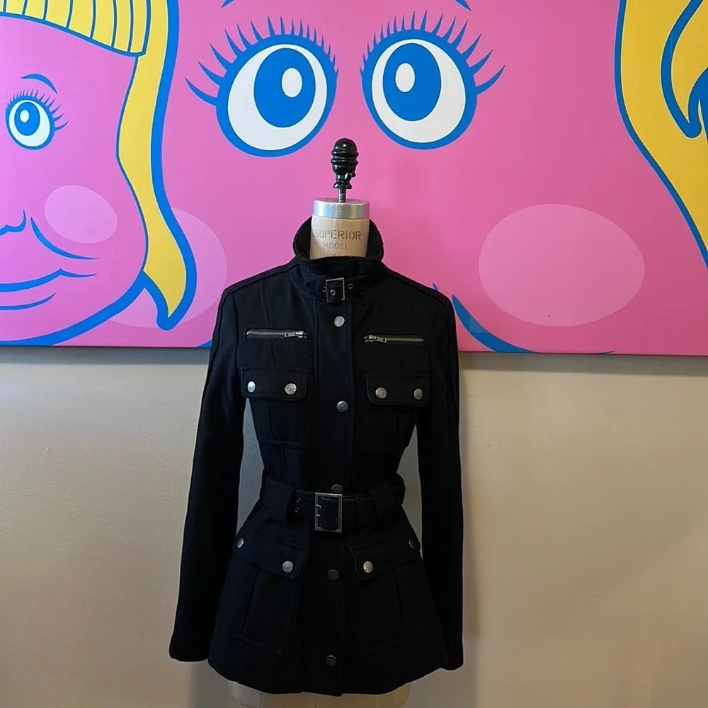Miss Sixey M60 Black Wool Fitted Military Winter Coat